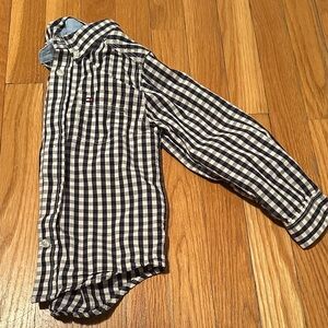 Tommy Hilfiger Black and White Checkered Kids Button Down Shirt